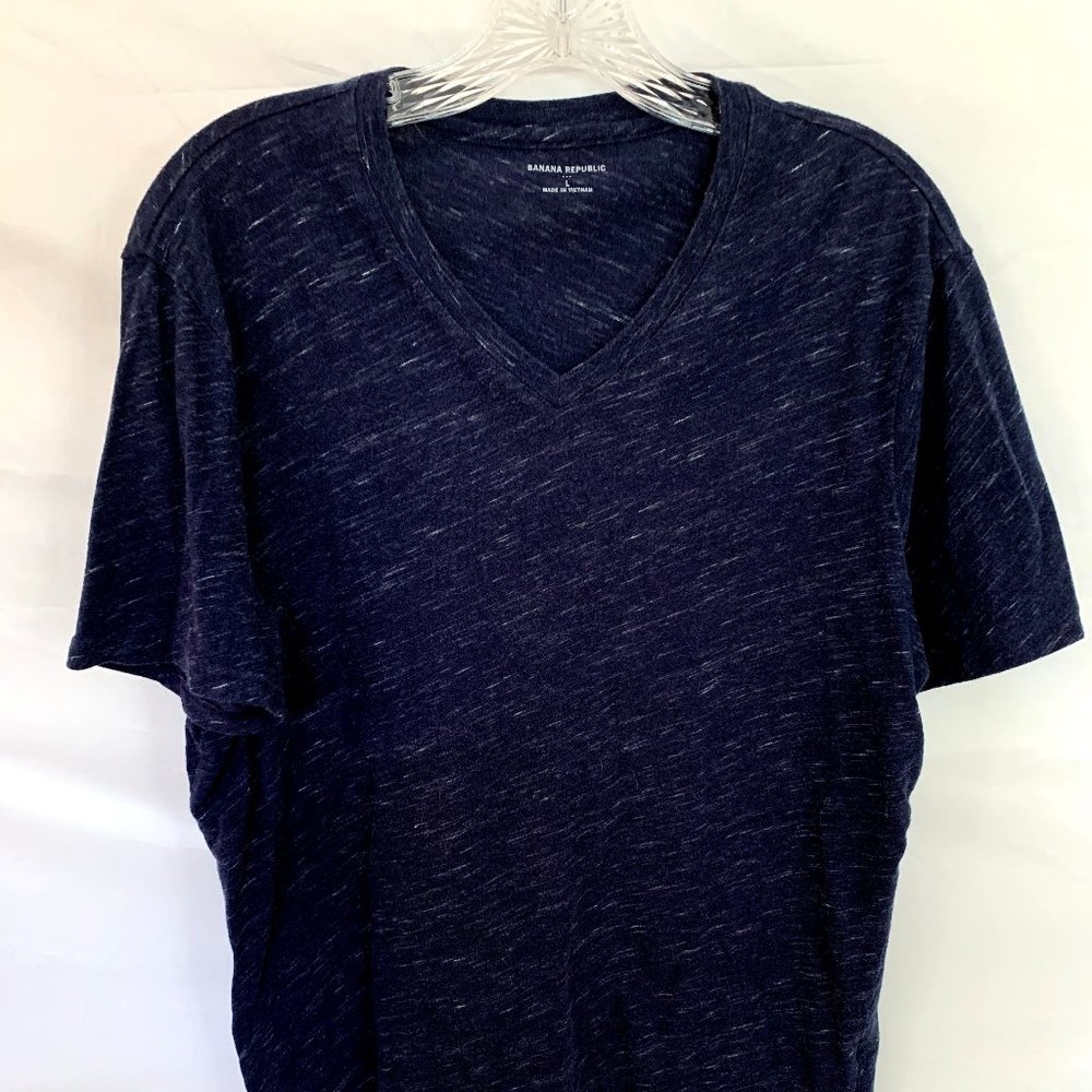 Navy Heather V Neck Tee